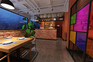 600方現(xiàn)代餐飲店裝修設計全景案例